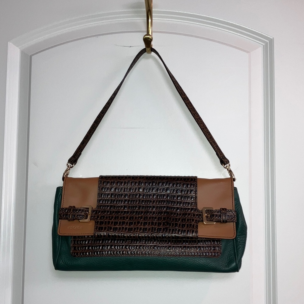 New Escada Bag green brown moc croc tan Italy